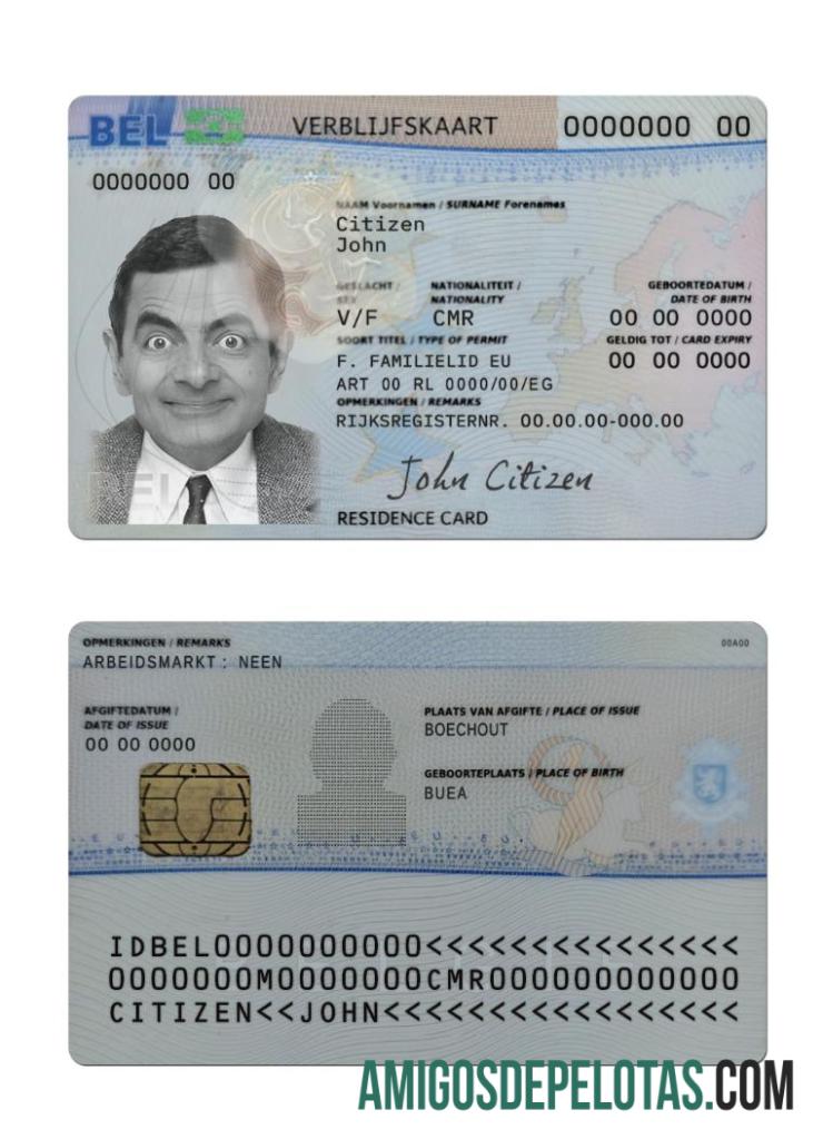 Cartão de autorização de residência na Bélgica exemplo